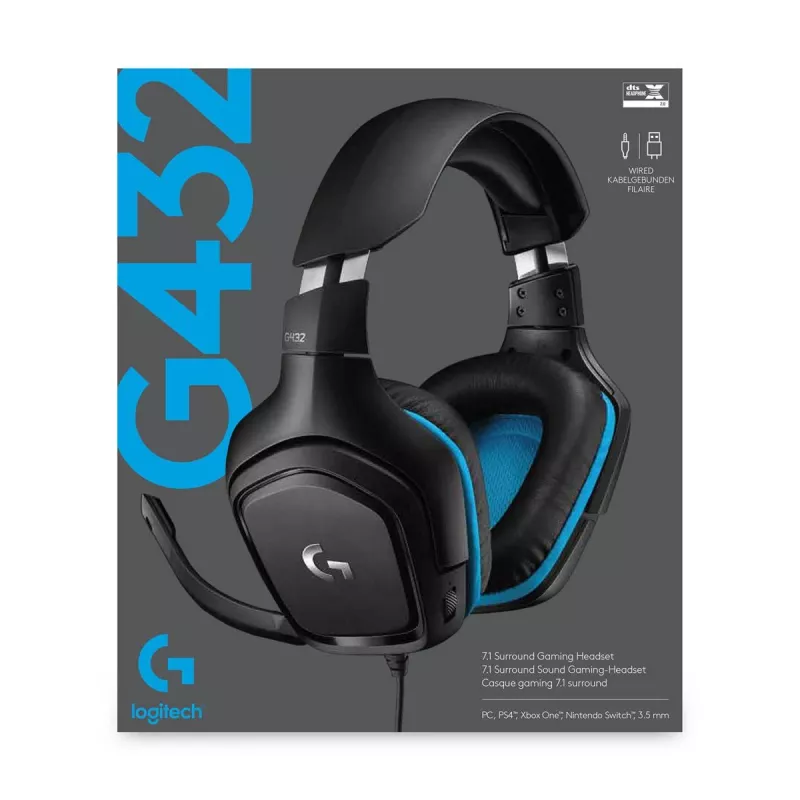 LOGITECH G432 - USB / 3.5mm - Žaidimų ausinės - 7.1 erdvinis garsas - Mėlynos