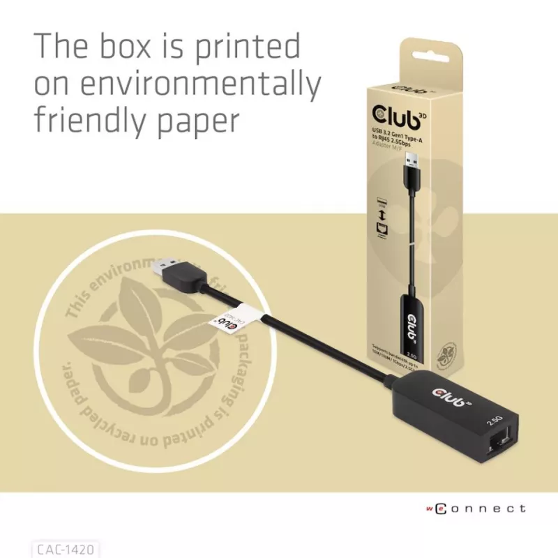 CLUB3D USB 3.2 Gen1 Tipas A į RJ45 2.5Gbps adapteris