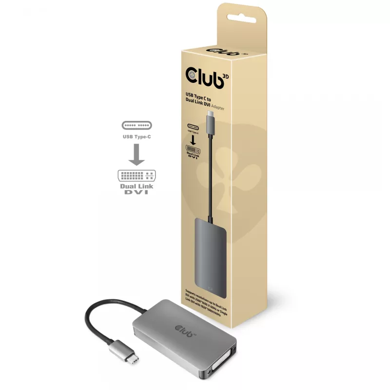 CLUB3D USB3.2 Gen1 Type-C į Dual Link DVI-D HDCP ON versija aktyvus adapteris M/F