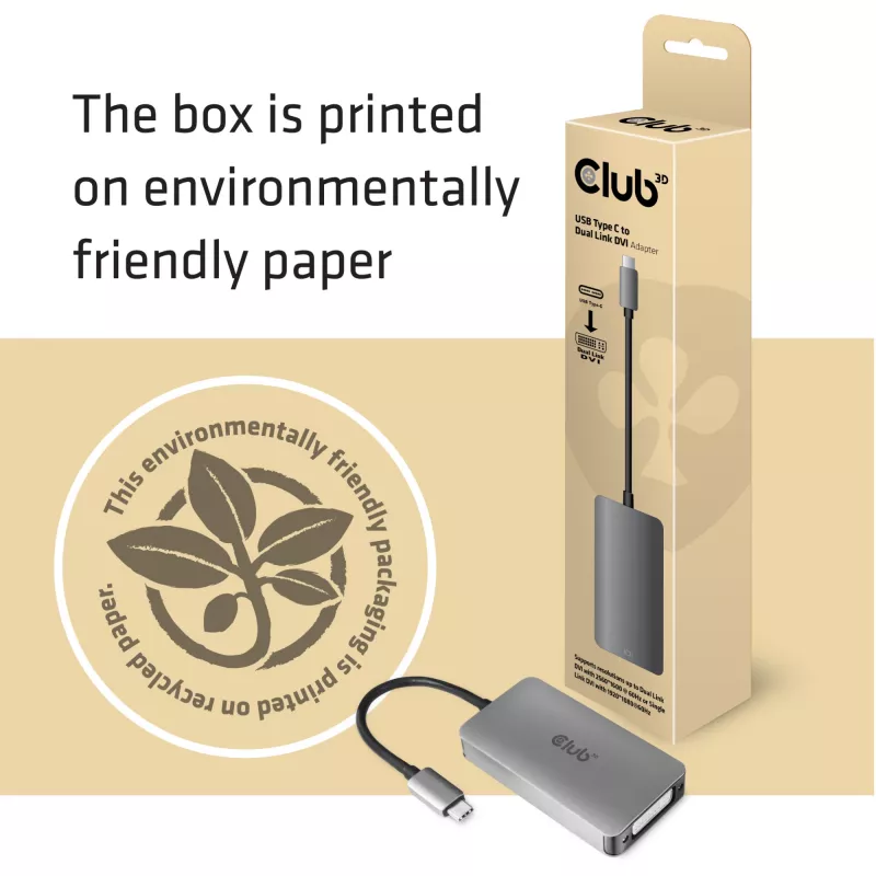 CLUB3D USB3.2 Gen1 Type-C į Dual Link DVI-D HDCP ON versija aktyvus adapteris M/F
