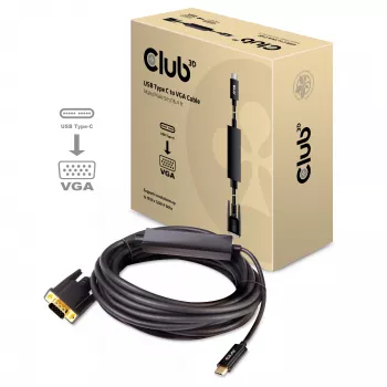 USB Type C to VGA Active kabelis M/M CLUB3D CAC-1512 5m