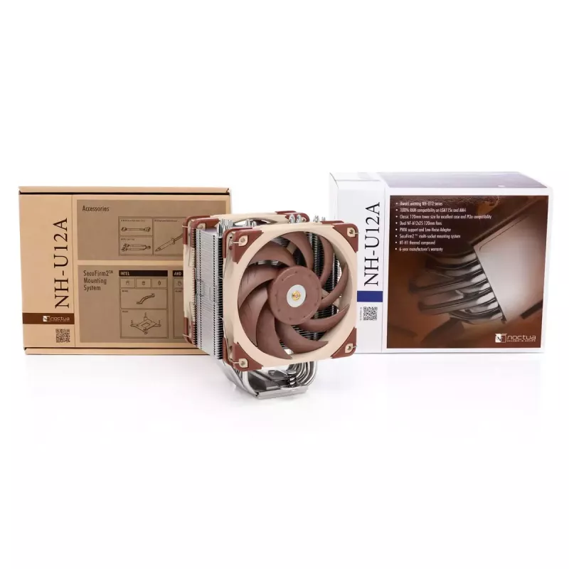 CPU aušintuvas Noctua NH-U12A 120 mm, dviejų ventiliatorių, varinis pagrindas, aliumininis radiatorius, PWM, skirtas įvairiems Intel/AMD lizdams