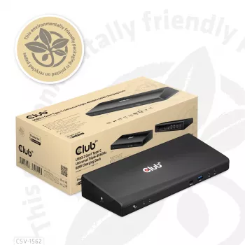 CLUB3D CSV-1562 – USB3.2 Gen1 Type-C universali triguba 4K30Hz įkrovimo stotelė su DisplayLink® sertifikatu. Universali įkrovimo stotelė