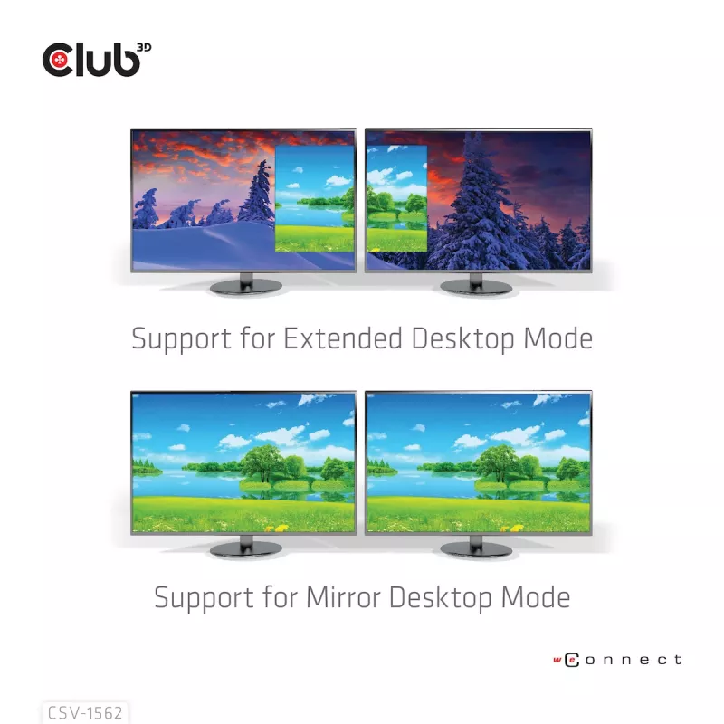 CLUB3D CSV-1562 – USB3.2 Gen1 Type-C universali triguba 4K30Hz įkrovimo stotelė su DisplayLink® sertifikatu. Universali įkrovimo stotelė