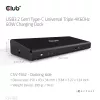 CLUB3D CSV-1562 – USB3.2 Gen1 Type-C universali triguba 4K30Hz įkrovimo stotelė su DisplayLink® sertifikatu. Universali įkrovimo stotelė