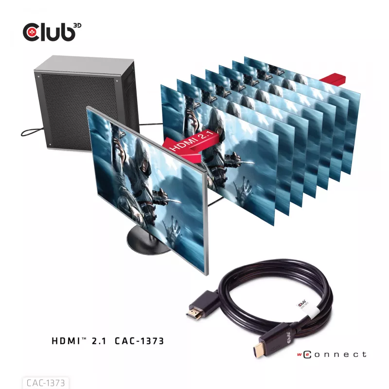 CLUB3D itin didelės spartos HDMI 4K120Hz, 8K60Hz kabelis 48Gbps M/M 3 m/ 9.84ft