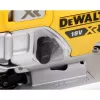 Siaustukas DeWALT DCS334NT-XJ belaidis 18 V, eiga 2,6 cm, pjovimo gylis medienoje 135 mm, kampas 0–45°, viršutinė rankena, minkšta rankena