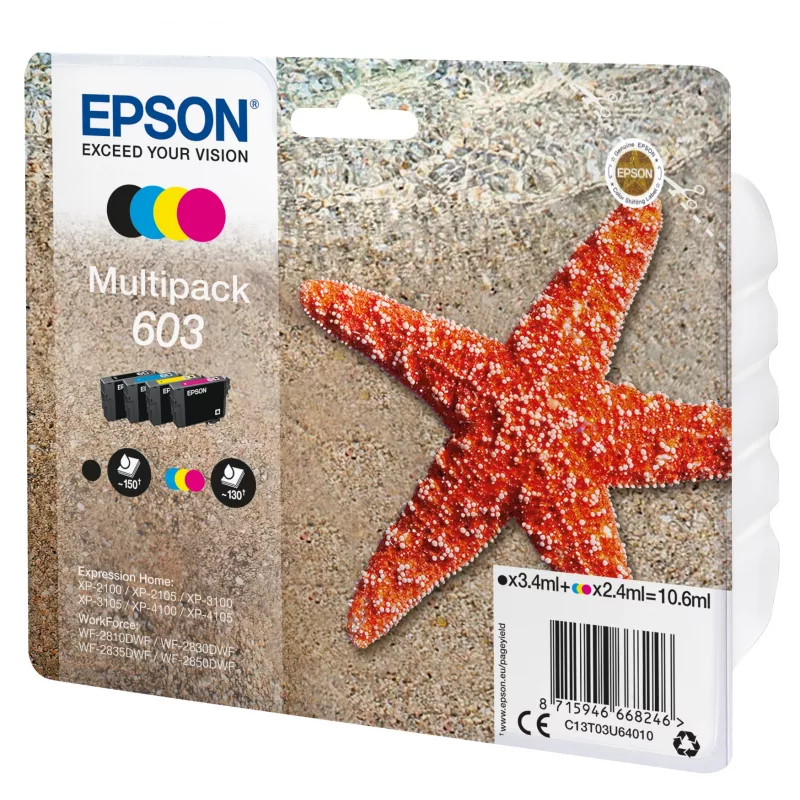 Epson C13T03U64010 rašalo kasetė 1 vnt. Originali Standartinė išeiga Juoda, Cianas, Purpurinė, Geltona