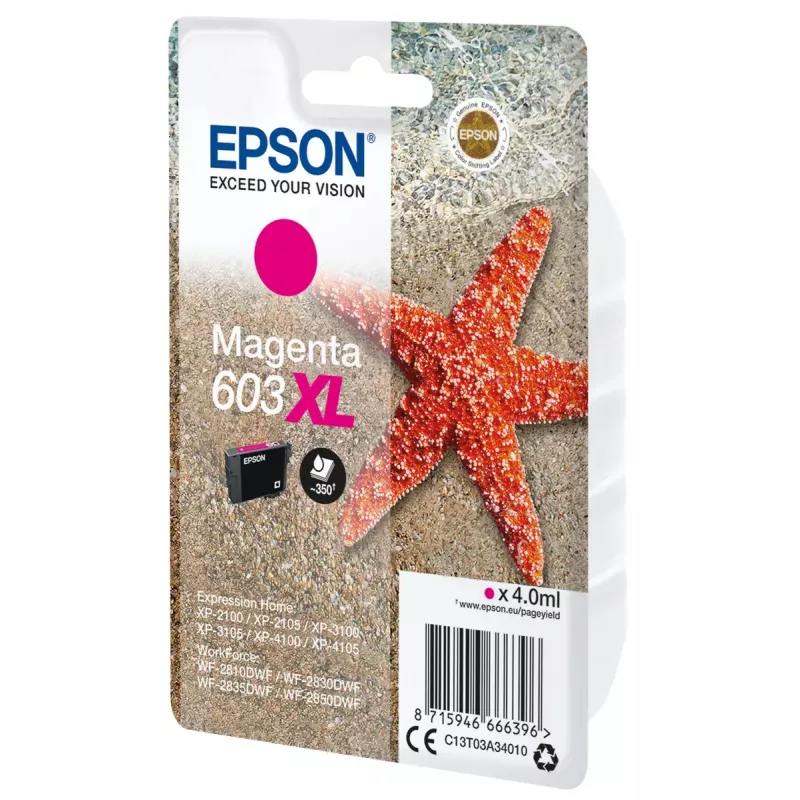 Epson C13T03A34010 rašalo kasetė 1 vnt. Originali didelės (XL) talpos purpurinė