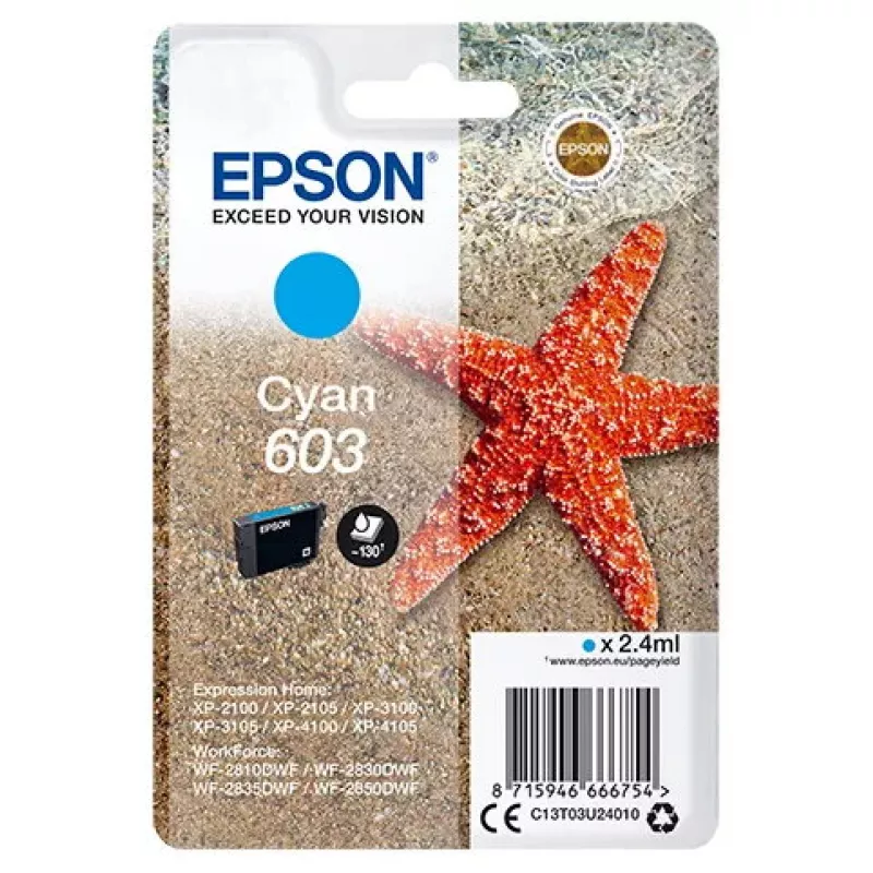 Epson C13T03U24010 rašalo kasetė 1 vnt. Originali standartinė išeiga žydra