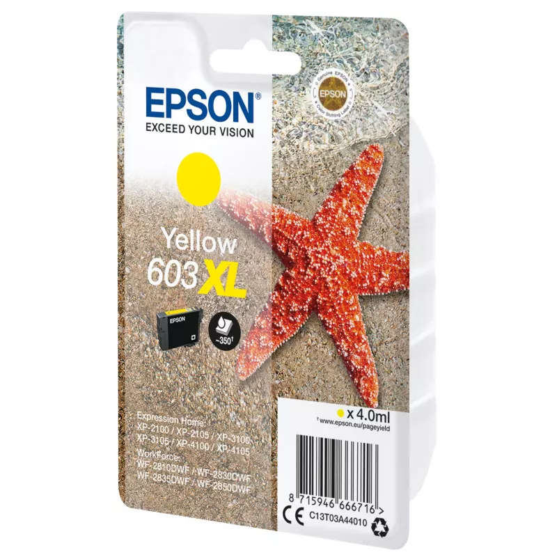 Epson C13T03A44010 rašalo kasetė 1 vnt. Originali didelės (XL) talpos geltona