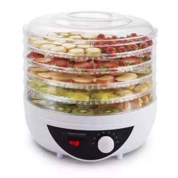 Maisto džiovyklė ESPERANZA EKD002 – 5 padėklai, 250 W, reguliuojamas termostatas, maks. temp 75°C, permatoma balta