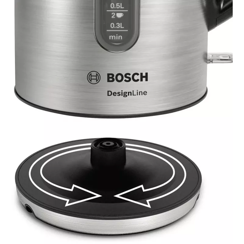 Bosch TWK4P440 elektrinis virdulys 1.7 L 2400 W Juoda, nerūdijantis plienas