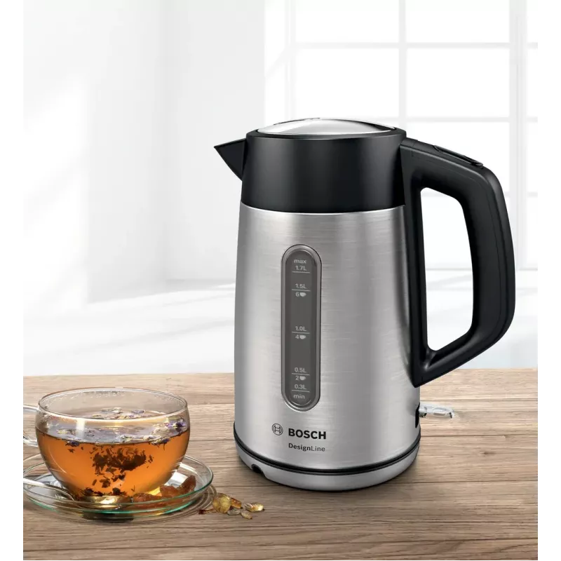 Bosch TWK4P440 elektrinis virdulys 1.7 L 2400 W Juoda, nerūdijantis plienas