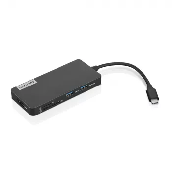 Lenovo GX90T77924 prijungimo stotis — USB-C šakotuvas su HDMI 1.4, 2×USB-A 3.2 Gen1, USB‑2.0, „microSD“ kortelių skaitytuvu, pilka
