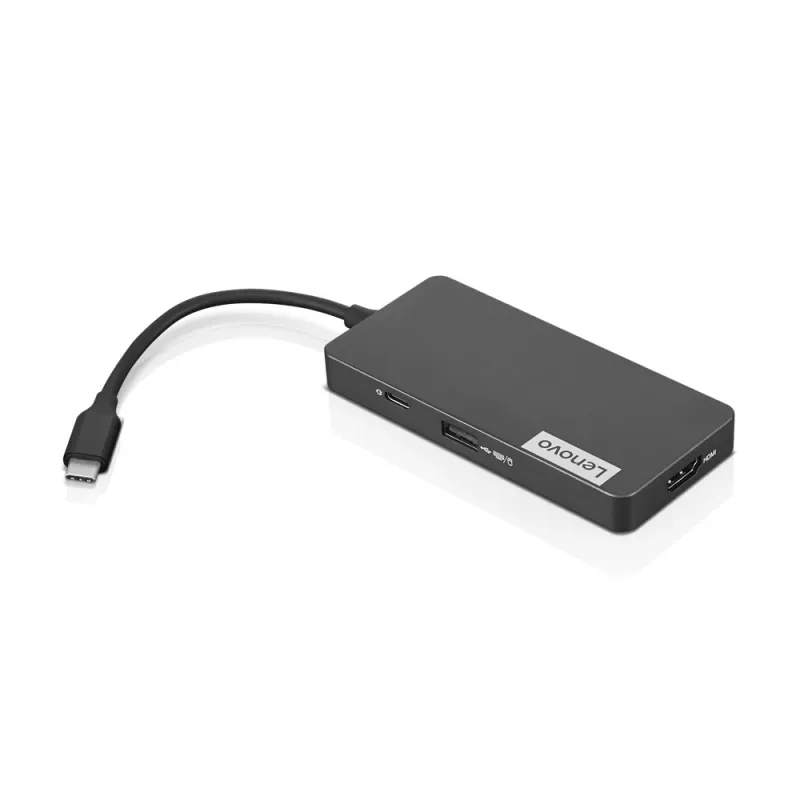 Lenovo GX90T77924 prijungimo stotis — USB-C šakotuvas su HDMI 1.4, 2×USB-A 3.2 Gen1, USB‑2.0, „microSD“ kortelių skaitytuvu, pilka