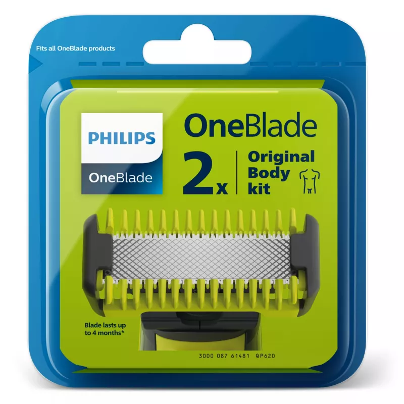 Skutimosi peiliukas Philips Norelco OneBlade QP620/50 pakaitiniai peiliukai, juodi, 2 vnt. pakuotė
