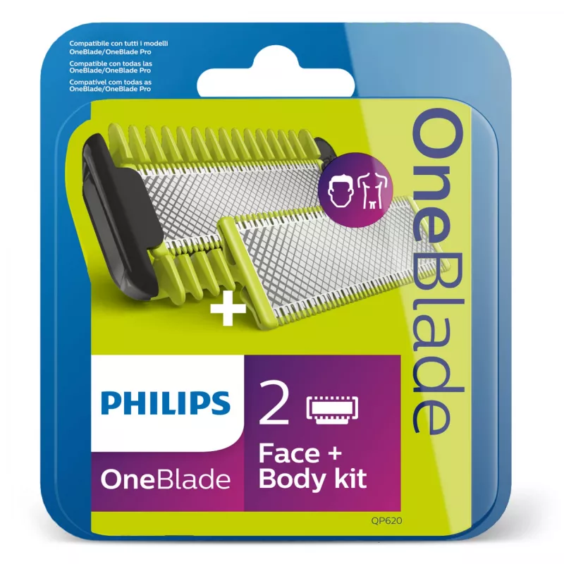Skutimosi peiliukas Philips Norelco OneBlade QP620/50 pakaitiniai peiliukai, juodi, 2 vnt. pakuotė