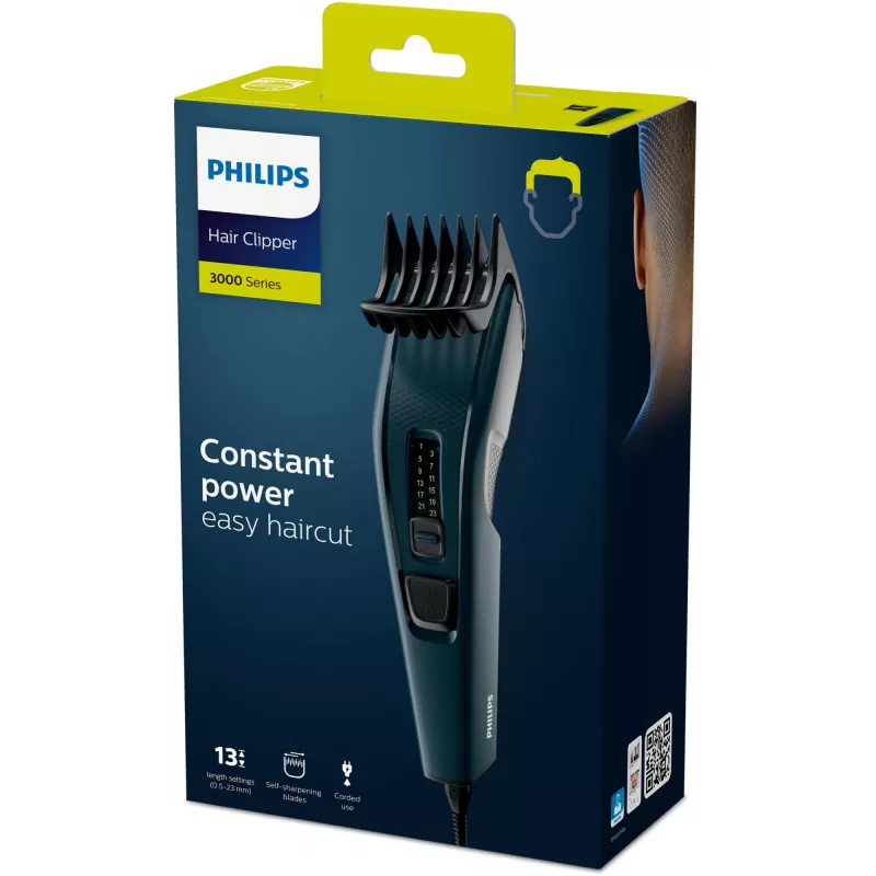 Philips HAIRCLIPPER Series 3000 HC3505/15 Plaukų kirpimo mašinėlė, juoda, žalia, 0,5 mm, 2,3 cm, 4,1 cm, nerūdijantis plienas, kintamoji srovė