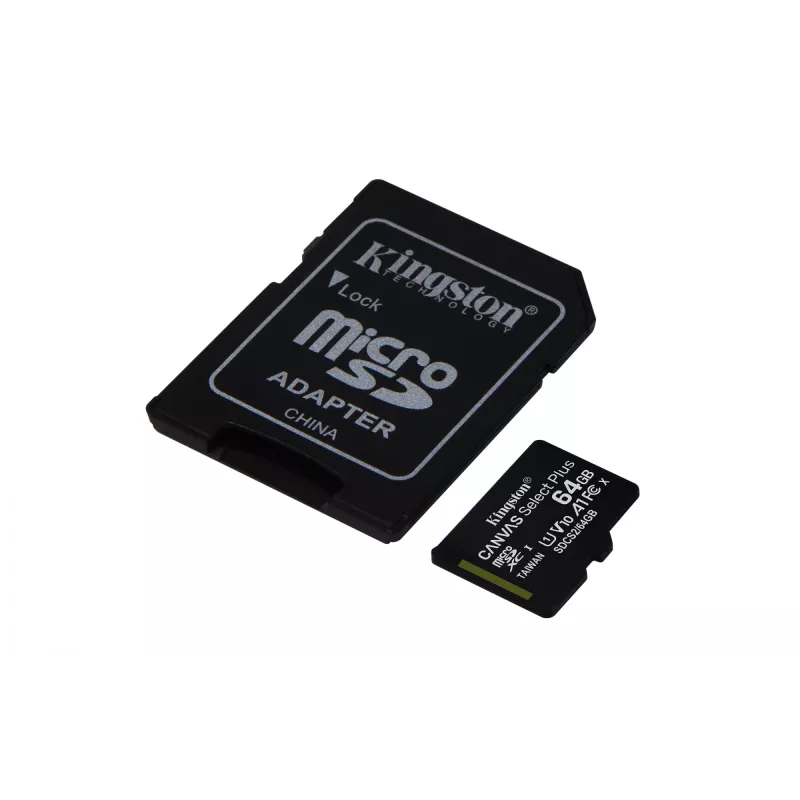 Kingston Technology Canvas Select 64GB micSDXC Plus 100R A1 C10 kortelė + ADP