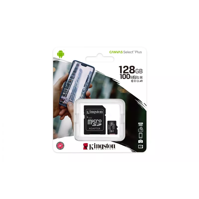 Flash Memory Kingston Technology 128GB microSDXC UHS-I Canvas Select Plus 100R A1 C10