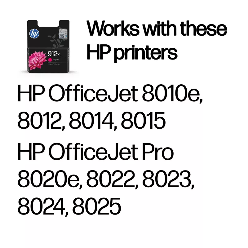 HP 912XL didelės išeigos originali purpurinio rašalo kasetė