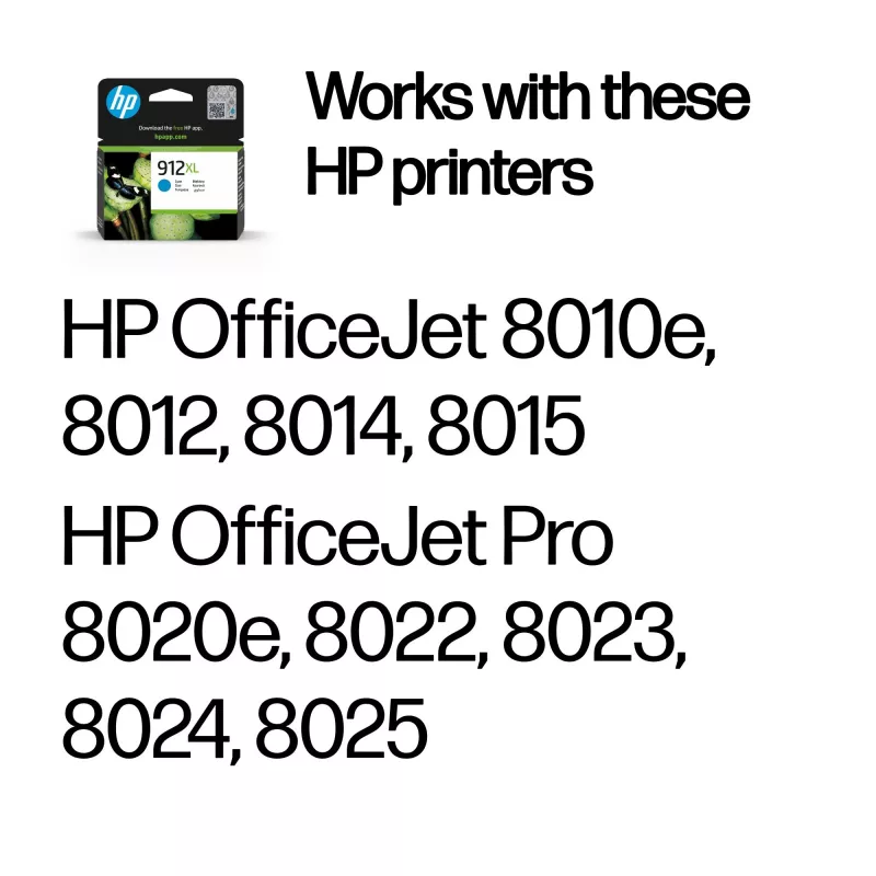 HP 912XL didelės išeigos žydra originali rašalo kasetė