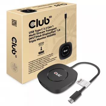 CLUB3D USB Type C 3.2 Gen 1 Multi Stream Transport (MST) Hub DisplayPort 1.4 Trigubas Monitorius