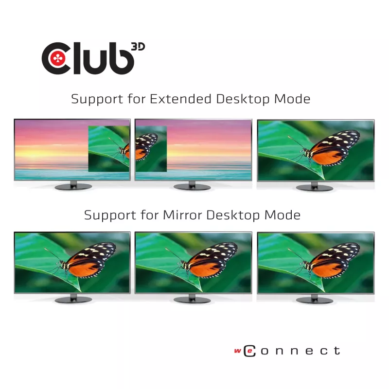 CLUB3D USB Type C 3.2 Gen 1 Multi Stream Transport (MST) Hub DisplayPort 1.4 Trigubas Monitorius