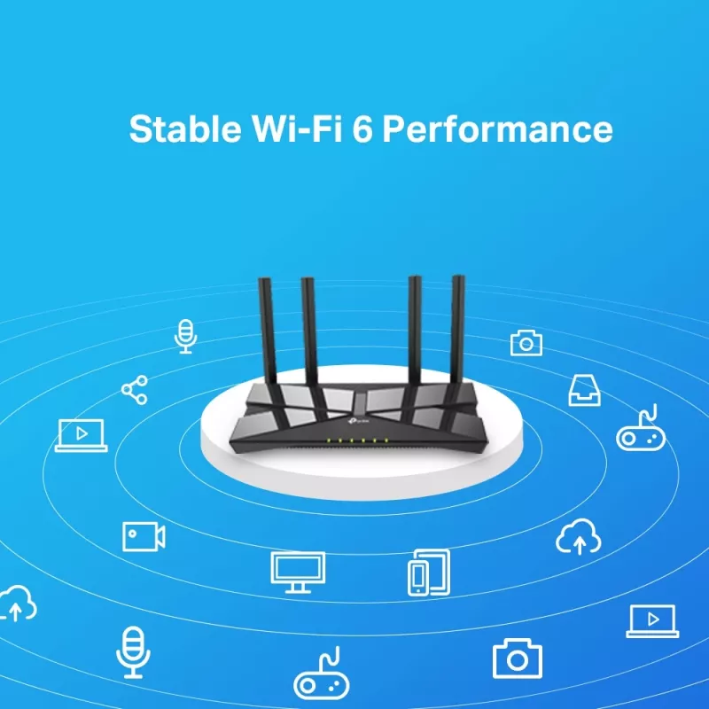 TP-Link Archer AX1500 dviejų juostų „Wi-Fi 6“ maršrutizatorius, juodas