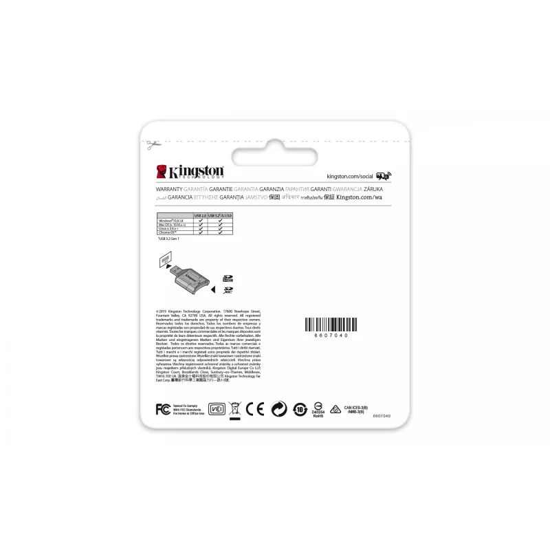 Kingston Technology MobileLite Plus kortelių skaitytuvas USB 3.2 Gen 1 (3.1 Gen 1) Type-A juodas