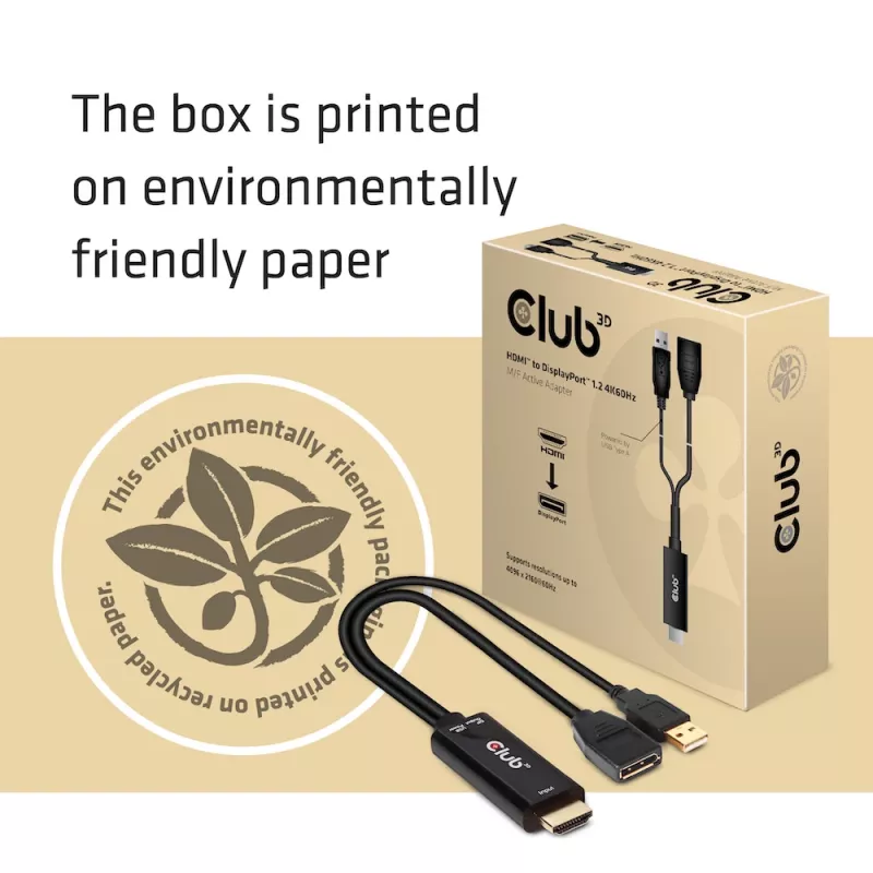 CLUB3D CAC-1331 vaizdo kabelio adapteris 0,25 m HDMI DisplayPort juodas