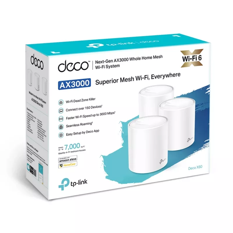 TP-Link AX3000 viso namo „Mesh“ Wi-Fi sistema, 3 vnt. rinkinys