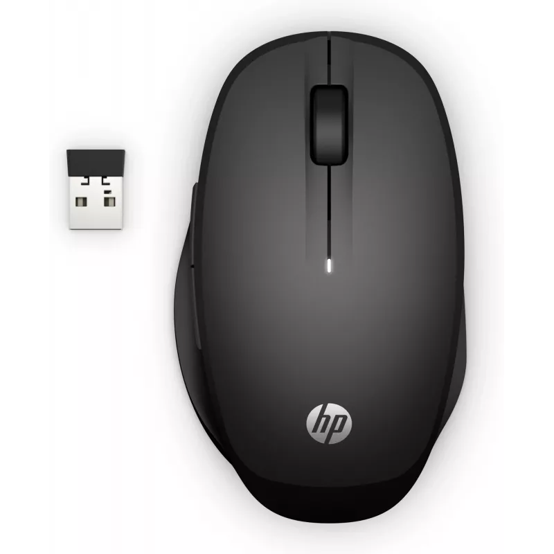 HP Dual Mode Black Mouse 300, dešinei rankai, optinis, RF belaidis, 3600 DPI, juoda