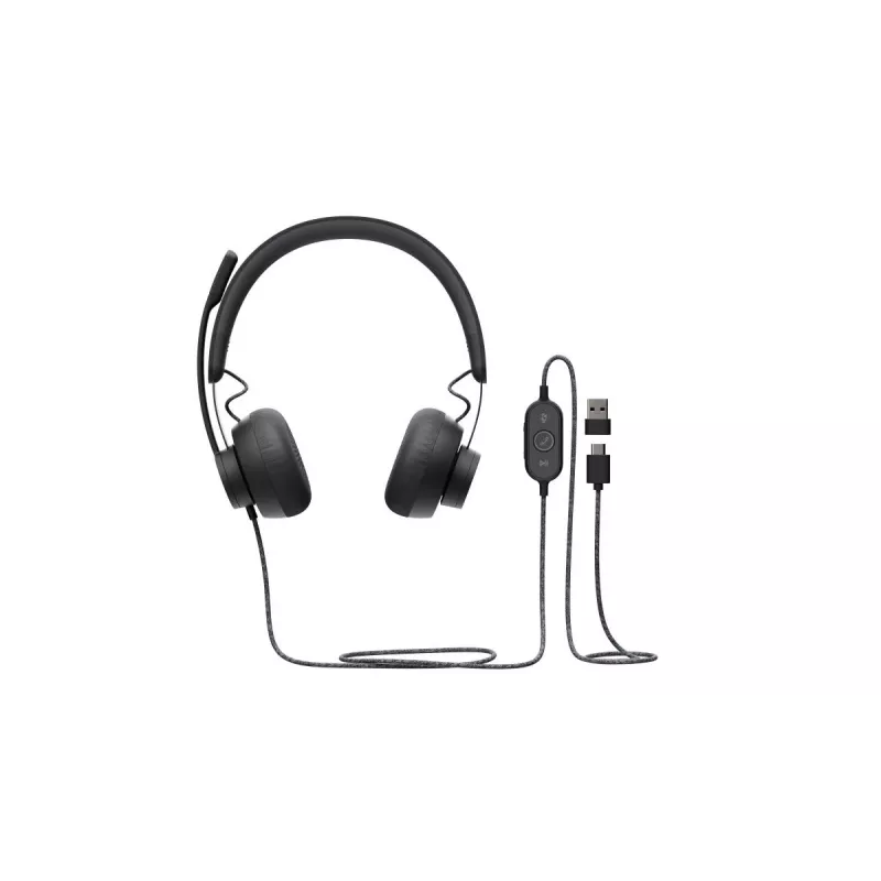 LOGITECH Zone Wired - USB-C / USB-A - Ausinės - UC Zone - Juoda