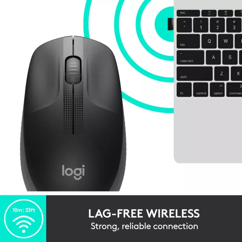 LOGITECH M190 didelė belaidė pelė, anglis