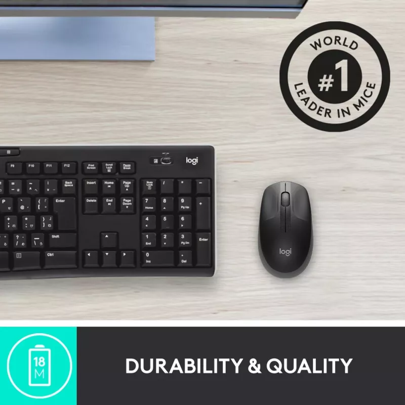 LOGITECH M190 didelė belaidė pelė, anglis