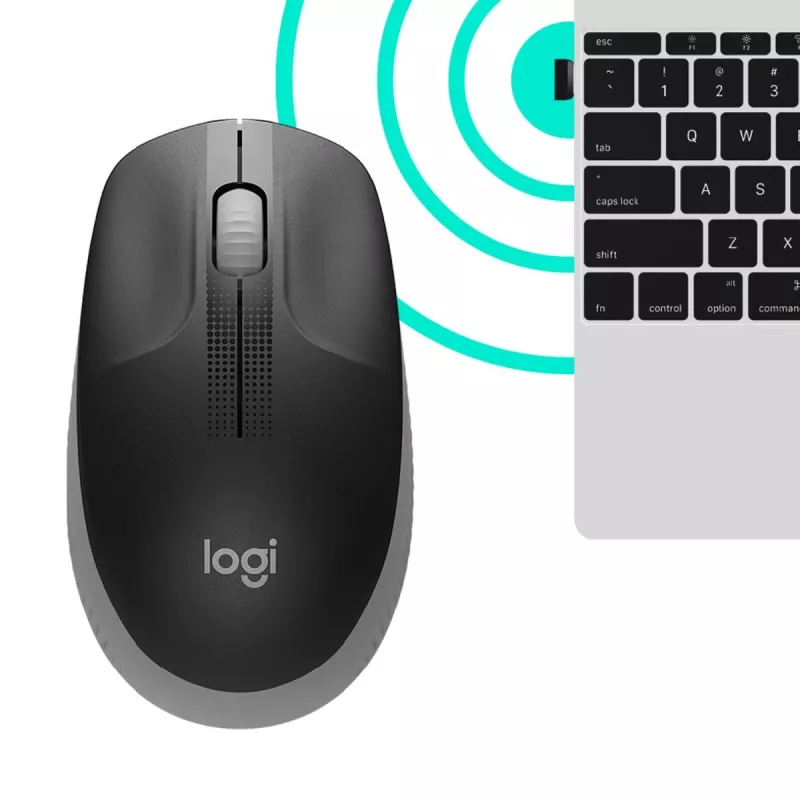 LOGITECH M190 pilno dydžio belaidė pelė, vidutiniškai pilka
