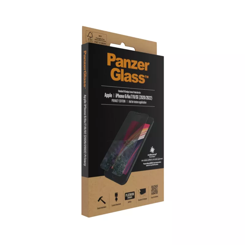 PanzerGlass ® Privatumo ekrano apsauga iPhone SE (2020/2022) | 8 | 7 | 6 | 6s | Standartinis prigludimas