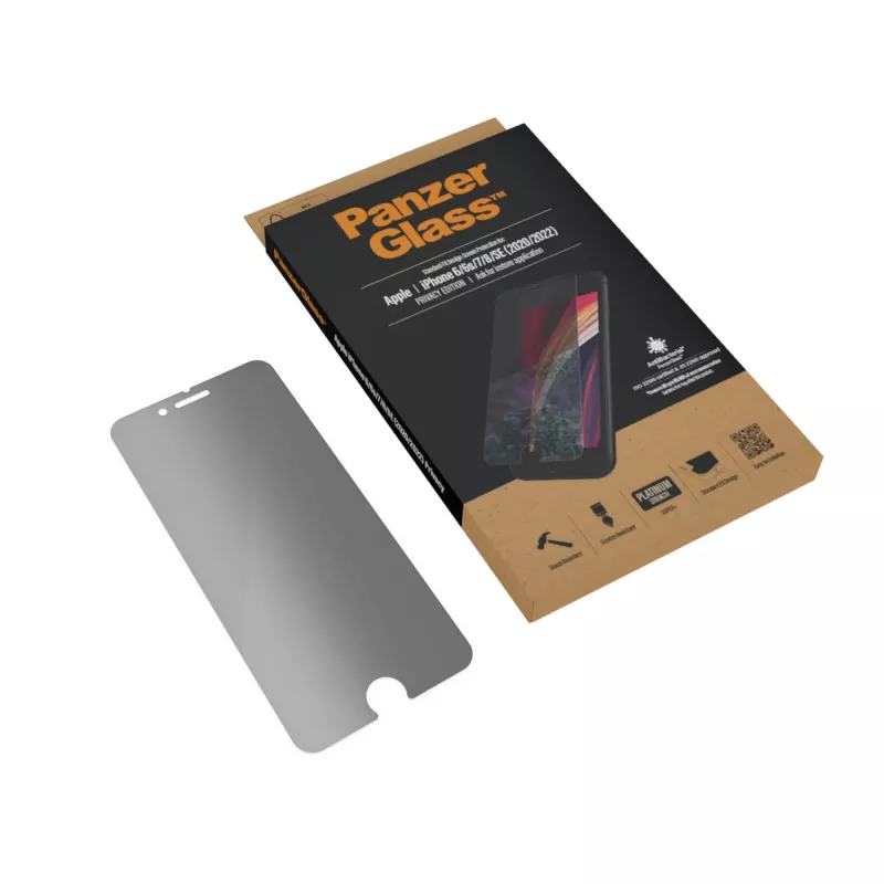 PanzerGlass ® Privatumo ekrano apsauga iPhone SE (2020/2022) | 8 | 7 | 6 | 6s | Standartinis prigludimas