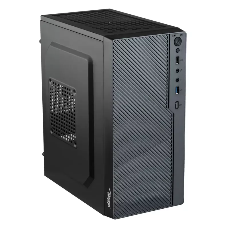 Kompiuterio korpusas Akyga AK36BK Micro Tower juodas — Micro Tower, palaiko Flex-ATX/Mini-ITX/Micro-ATX, GPU max 25 cm, CPU aušintuvas max 14 cm