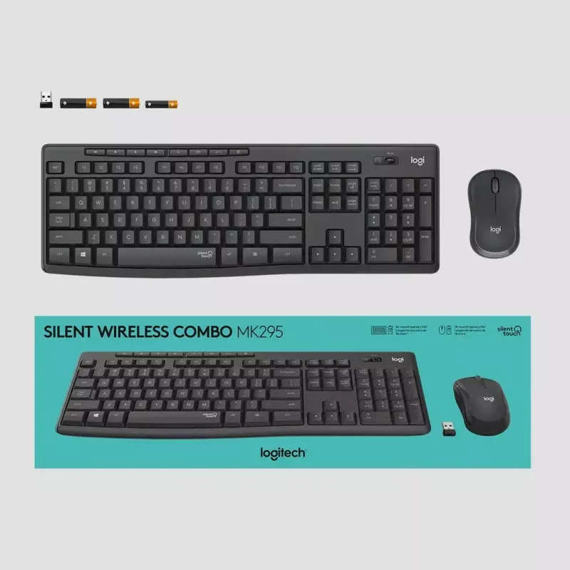 Logitech MK295 Silent Wireless Combo klaviatūra RF Belaidė QWERTY US International Juoda
