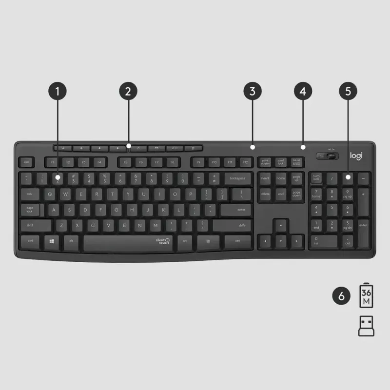Logitech MK295 Silent Wireless Combo klaviatūra RF Belaidė QWERTY US International Juoda