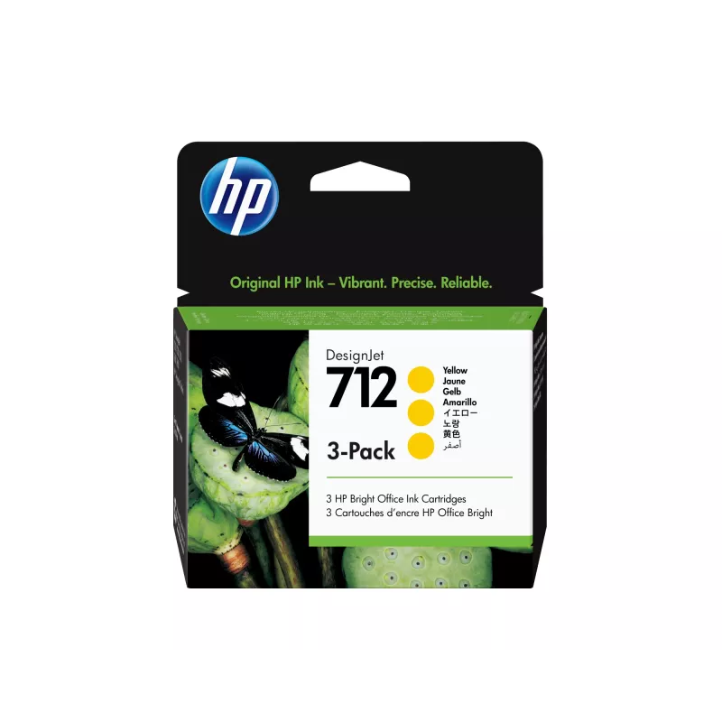 HP 712 3 vnt. 29 ml geltona DesignJet rašalo kasetė