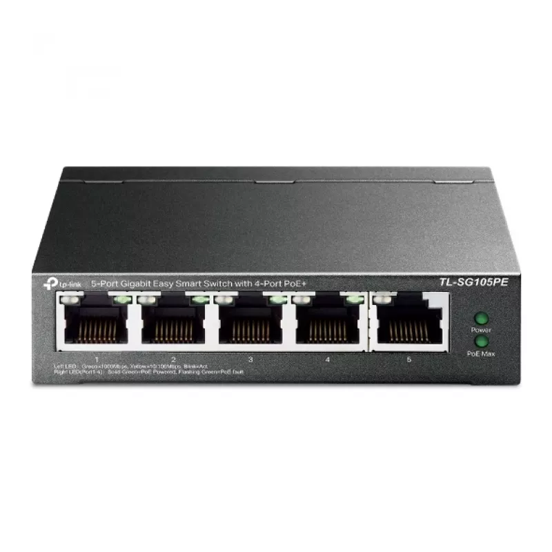 TP-Link 5 prievadų Gigabit Easy Smart PoE jungiklis su 4 PoE+ prievadais