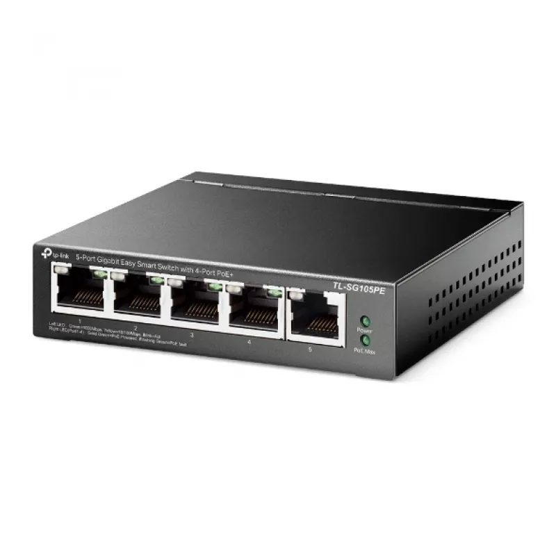 TP-Link 5 prievadų Gigabit Easy Smart PoE jungiklis su 4 PoE+ prievadais
