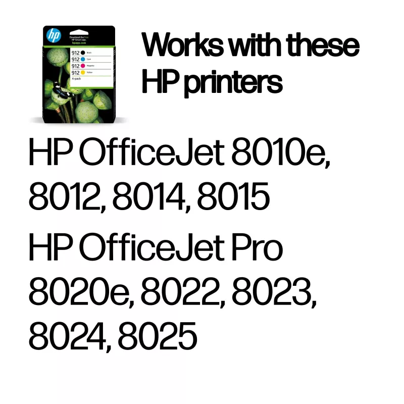 HP 912 4 vnt. juoda/žydra/magenta/geltona originalios rašalo kasetės