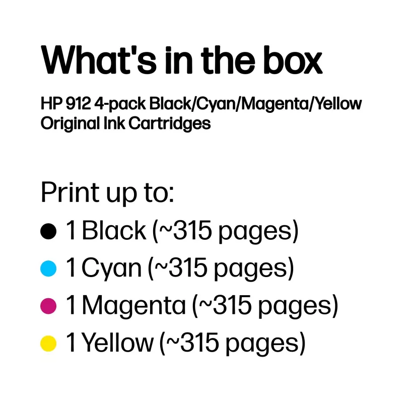 HP 912 4 vnt. juoda/žydra/magenta/geltona originalios rašalo kasetės