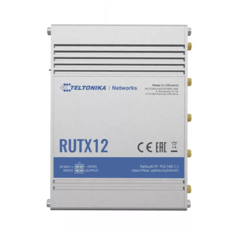 TELTONIKA Rutx12 4G LTE CAT6 dviejų juostų Wi-Fi pramoninis maršrutizatorius