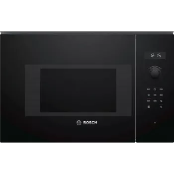 Įmontuojama solo mikrobangų krosnelė Bosch Serie 6 BFL524MB0 — 800 W, 20 L, grilis, jutiklinis ir sukamasis valdymas, juoda